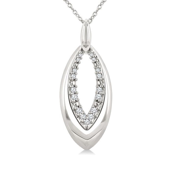 Silver Bold Marquise Shape Diamond Fashion Pendant
