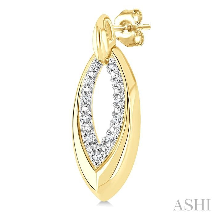 1/10 Ctw Marquise Shape Inner Link Round Cut Diamond Earrings in Yellow Gold Vermeil