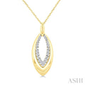 1/10 Ctw Marquise Shape Inner Link Round Cut Diamond Pendant With Chain in Yellow Gold Vermeil