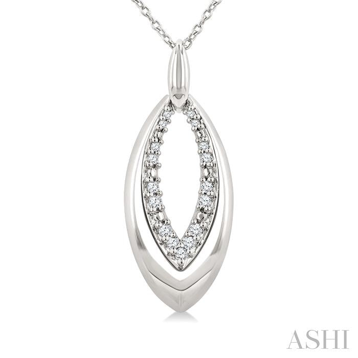 1/10 Ctw Marquise Shape Inner Link Round Cut Diamond Pendant With Chain in Sterling Silver