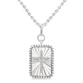 1/20 Ctw Rectangle Fluted Medallion Round Cut Diamond Cross Pendant With Chain in Sterling Silver