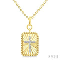 1/20 Ctw Latin Cross Round Cut Diamond Rectangular Fluted Medallion Pendant With Chain in Yellow Gold Vermeil