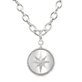 1/20 Ctw Compass medallion Round Cut Diamond Pendant With Chain in Sterling Silver