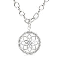 1/20 Ctw Circle medallion Round Cut Diamond Pendant With Chain in Sterling Silver