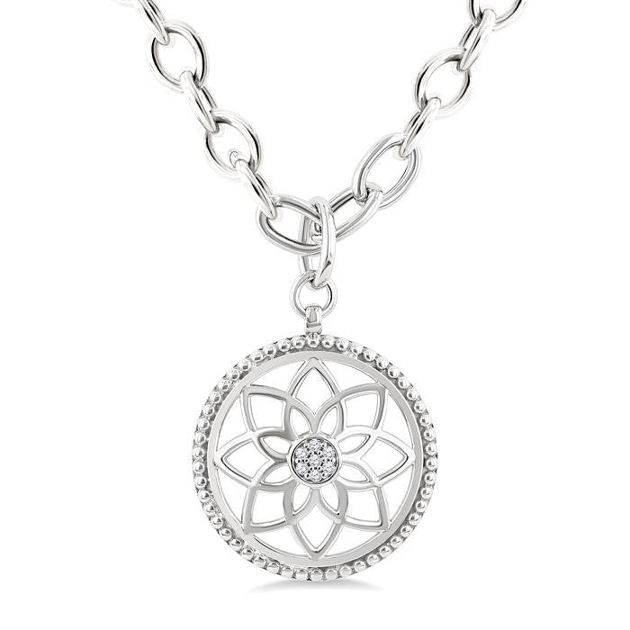 Silver Circle Medallion Diamond Fashion Pendant