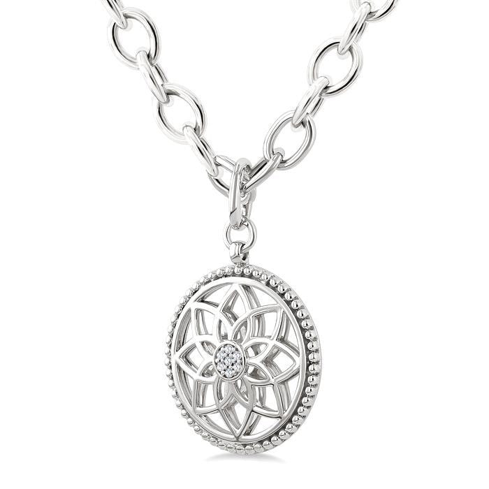 Silver Circle Medallion Diamond Fashion Pendant