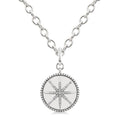 1/20 Ctw Compass medallion Round Cut Diamond Pendant With Chain in Sterling Silver