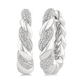 1/10 Ctw Round Cut Diamond Rope Earrings in Sterling Silver
