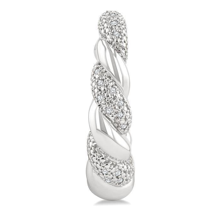 1/10 Ctw Round Cut Diamond Rope Earrings in Sterling Silver