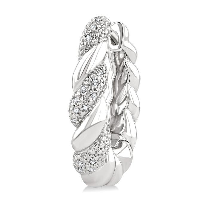 1/10 Ctw Round Cut Diamond Rope Earrings in Sterling Silver