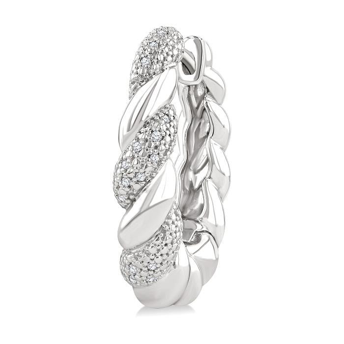 Silver Bold Rope Diamond Fashion Earrings