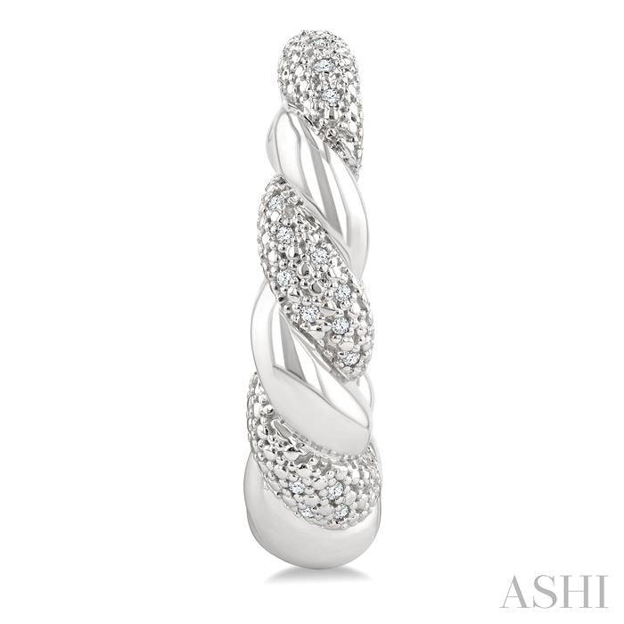 1/10 Ctw Round Cut Diamond Rope Earrings in Sterling Silver