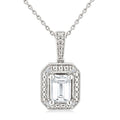 6X4 MM Octagon Shape White Topaz and 1/50 Ctw Round Cut Diamond Semi-Precious Pendant With Chain in Sterling Silver