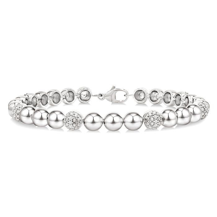 Silver Bold Bead Diamond Fashion Bracelet