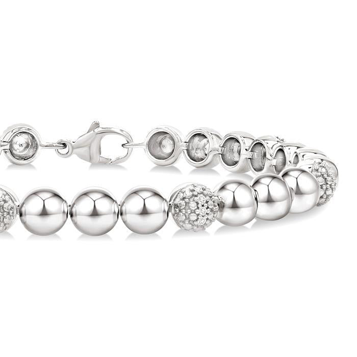 Silver Bold Bead Diamond Fashion Bracelet