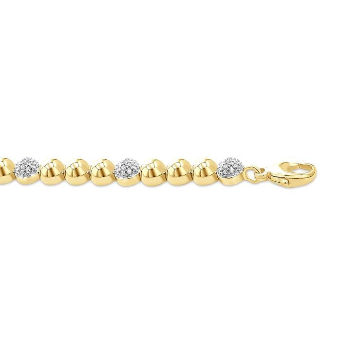 6 MM Bold Bead and 1/5 Ctw Round Cut Bead Bijoux Diamond Fashion Bracelet in Yellow Gold Vermeil