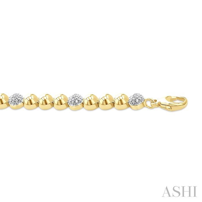 6 MM Bold Bead and 1/5 Ctw Round Cut Bead Bijoux Diamond Fashion Bracelet in Yellow Gold Vermeil