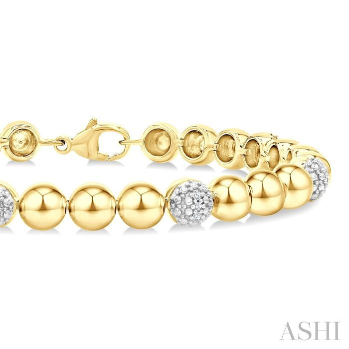6 MM Bold Bead and 1/5 Ctw Round Cut Bead Bijoux Diamond Fashion Bracelet in Yellow Gold Vermeil