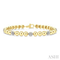 5 MM Bold Bead and 1/6 Ctw Round Cut Bead Bijoux Diamond Fashion Bracelet in Yellow Gold Vermeil