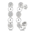 5 MM Bold Bead and 1/10 Ctw Round Cut Bead Bijoux Diamond Fashion Half Hoop Earrings in Sterling Silver