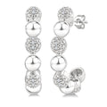 Silver Bold Bead Diamond Half Hoop Earrings
