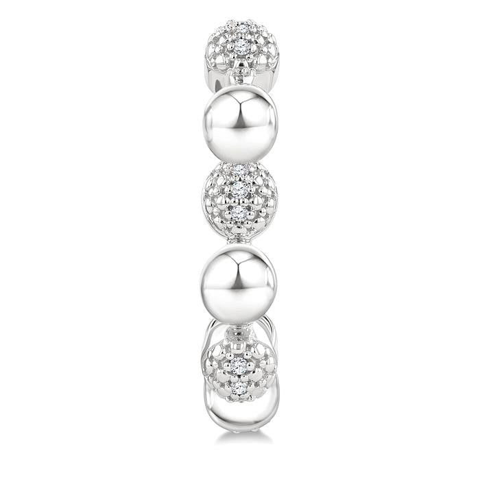 Silver Bold Bead Diamond Half Hoop Earrings