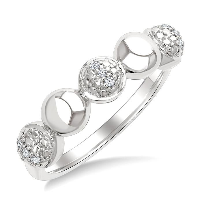 5 MM Bold Bead and 1/20 Ctw Round Cut Bead Bijoux Diamond Fashion Ring in Sterling Silver