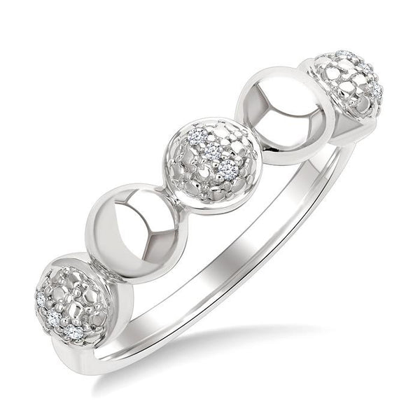 5 MM Bold Bead and 1/20 Ctw Round Cut Bead Bijoux Diamond Fashion Ring in Sterling Silver