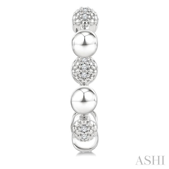 5 MM Bold Bead and 1/10 Ctw Round Cut Bead Bijoux Diamond Fashion Half Hoop Earrings in Sterling Silver