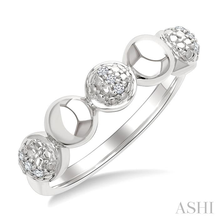 5 MM Bold Bead and 1/20 Ctw Round Cut Bead Bijoux Diamond Fashion Ring in Sterling Silver