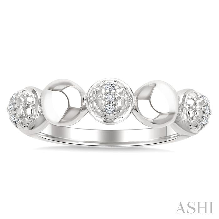 5 MM Bold Bead and 1/20 Ctw Round Cut Bead Bijoux Diamond Fashion Ring in Sterling Silver