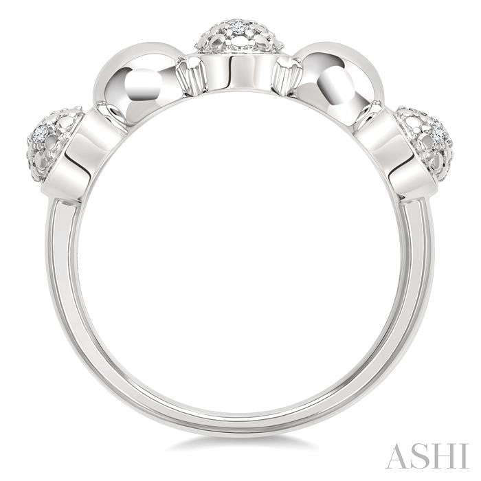 5 MM Bold Bead and 1/20 Ctw Round Cut Bead Bijoux Diamond Fashion Ring in Sterling Silver