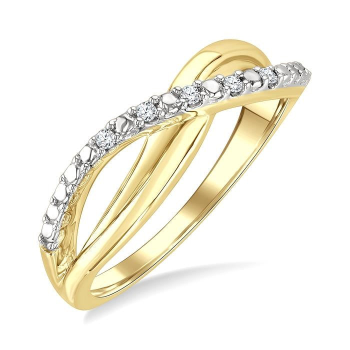 1/20 Ctw Split Crisscross Round Cut Diamond Fashion Ring in Yellow Gold Vermeil
