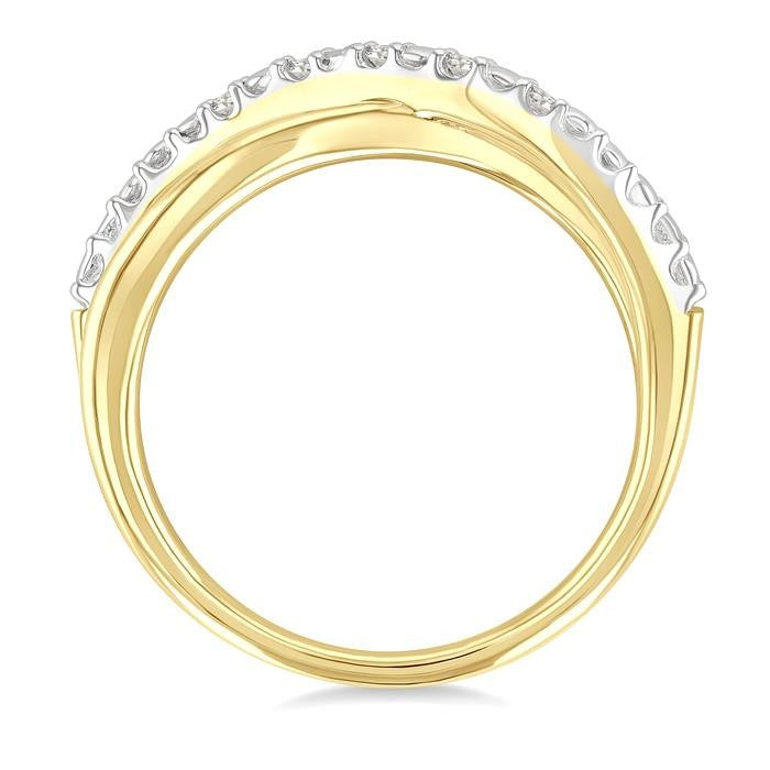 1/20 Ctw Split Crisscross Round Cut Diamond Fashion Ring in Yellow Gold Vermeil