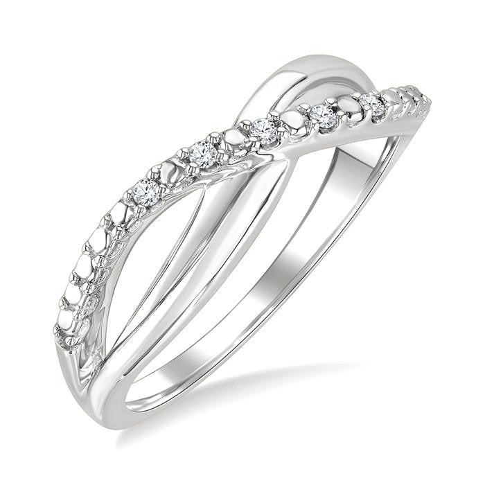 Silver Criss Cross Diamond Ring