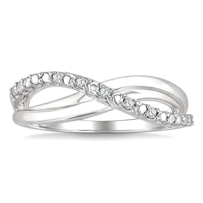 Silver Criss Cross Diamond Ring