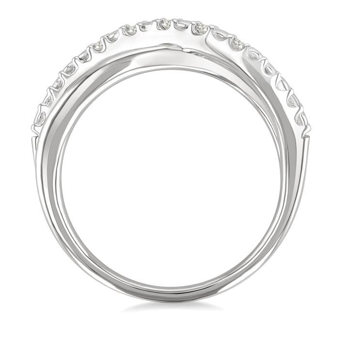 Silver Criss Cross Diamond Ring