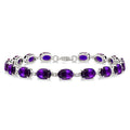 Terri Silver Oval Shape Amethyst Gemstone & 1/10CTW Diamond Bracelet