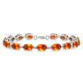 Silver Oval Shape Citirine Gemstone & 1/10CTW Diamond Bracelet