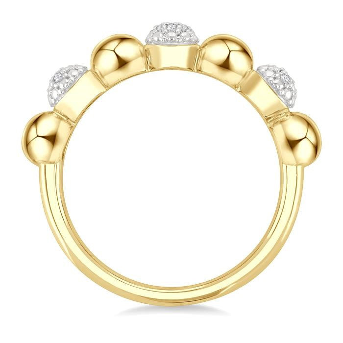 4 MM Bold Bead and 1/20 Ctw Round Cut Bead Bijoux Diamond Fashion Ring in Yellow Gold Vermeil