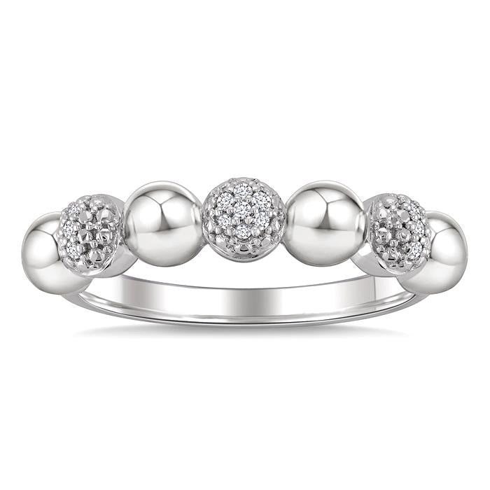 Silver Bold Bead Diamond Fashion Ring
