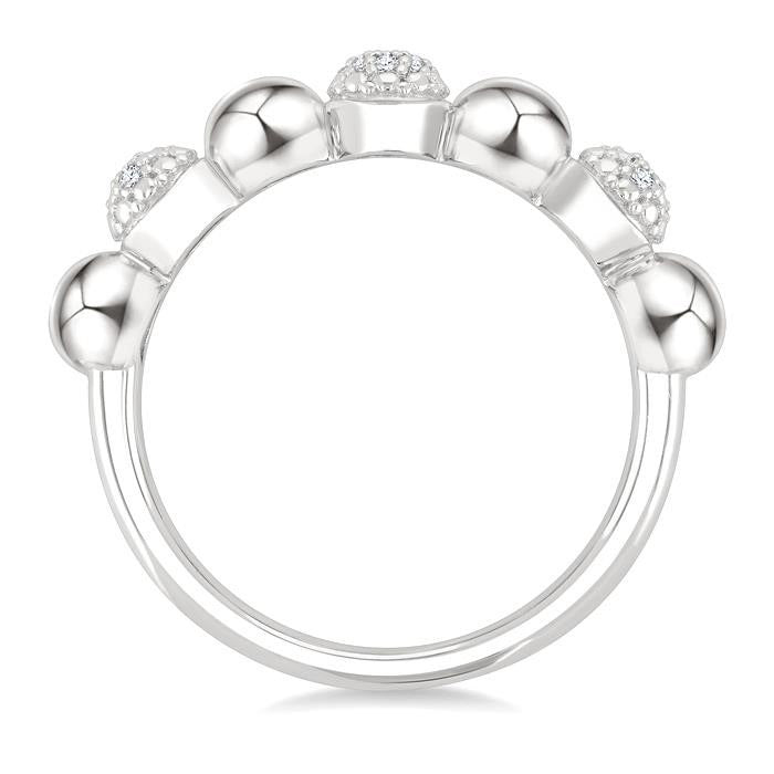 Silver Bold Bead Diamond Fashion Ring