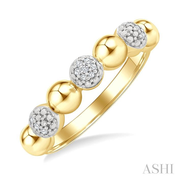 4 MM Bold Bead and 1/20 Ctw Round Cut Bead Bijoux Diamond Fashion Ring in Yellow Gold Vermeil