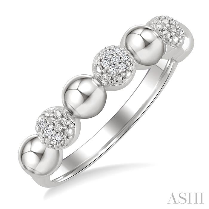 4 MM Bold Bead and 1/20 Ctw Round Cut Bead Bijoux Diamond Fashion Ring in Sterling Silver