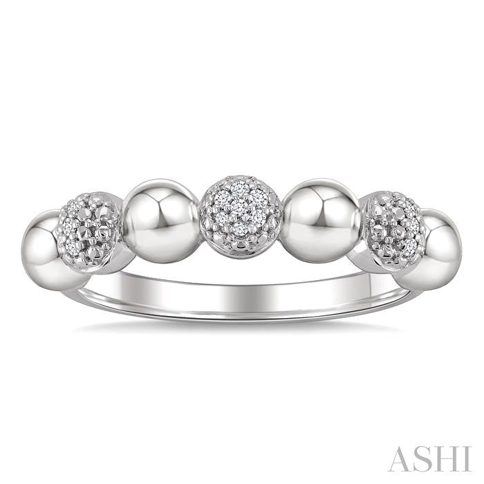 4 MM Bold Bead and 1/20 Ctw Round Cut Bead Bijoux Diamond Fashion Ring in Sterling Silver