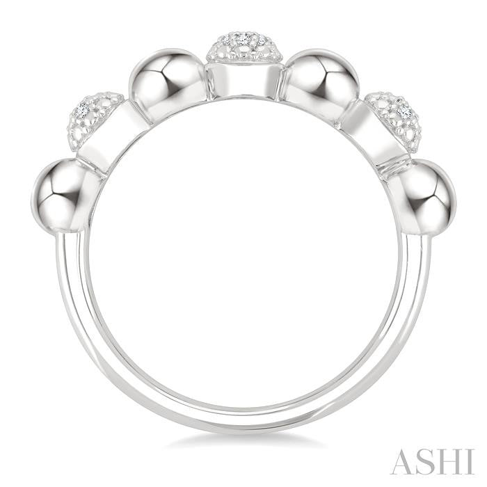 4 MM Bold Bead and 1/20 Ctw Round Cut Bead Bijoux Diamond Fashion Ring in Sterling Silver