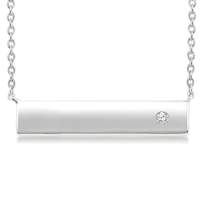 Silver Bar Diamond Fashion Pendant
