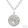 1/10 Ctw Dog Paw Round Cut Diamond Pirouette Round Fluted Medallion Fashion Pendant With Chain in Sterling Silver