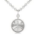1/10 Ctw Latin Cross Round Cut Diamond Pirouette Round Fluted Medallion Fashion Pendant With Chain in Sterling Silver