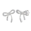 Silver Bow Diamond Fashion Earrings
